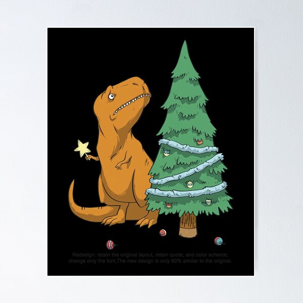 Item preview, Festive dino struggles with holiday decor designed and sold by RosemarieKelpin.