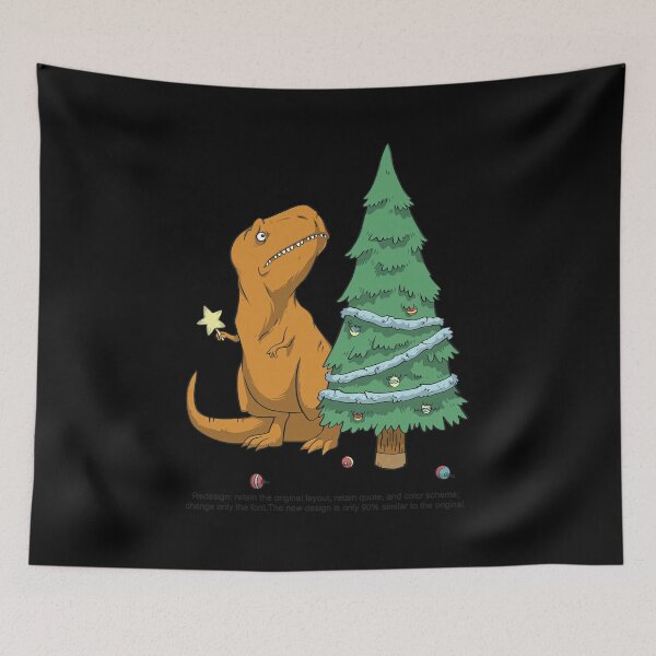 Item preview, Festive dino struggles with holiday decor designed and sold by RosemarieKelpin.