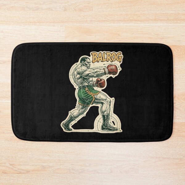 Artikelvorschau, Balrog Street Fighter Design, Balrog der Boxer Artwork, Street Fighter Balrog Grafik, Balrog Kampfspiel-Artwork, Boxkämpfer, Drehschlag, Gerader Ausweichangriff, Aufwärtsangriff, Geschenk für Arcade-Gaming-Fans, Capcom-Fan entworfen und verkauft von Typologystudios.