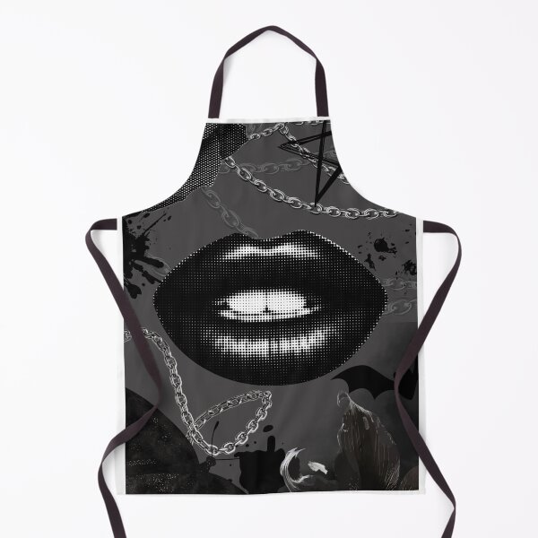 Item preview, Black Goth Grunge Black Lips Chains Pattern designed and sold by Creepy Princess Creations.