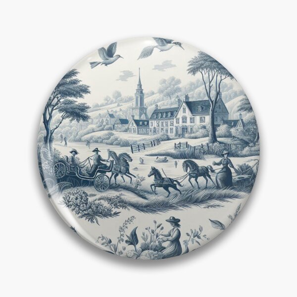 Item preview, Blue Toile de Jouy Pattern – Vintage French Country Art designed and sold by MAGICKEY2024.