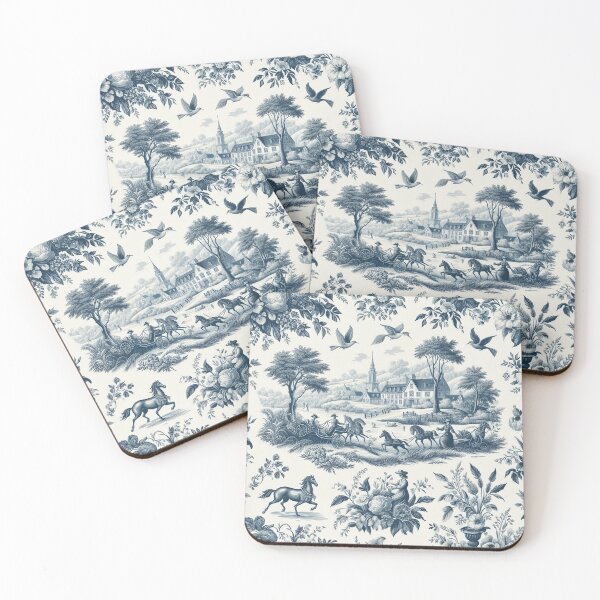 Item preview, Blue Toile de Jouy Pattern – Vintage French Country Art designed and sold by MAGICKEY2024.