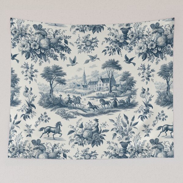 Item preview, Blue Toile de Jouy Pattern – Vintage French Country Art designed and sold by MAGICKEY2024.