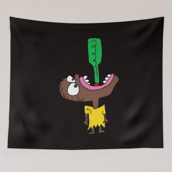 Item preview, Quirky Cartoon Character Drinking From Green Bottle designed and sold by Hector-Studio.