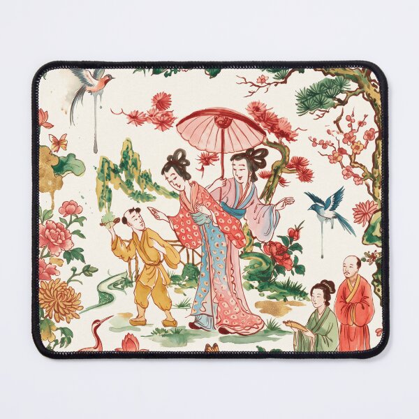 Item preview, Chinoiserie Garden Ladies Watercolor Illustration designed and sold by Fani*.