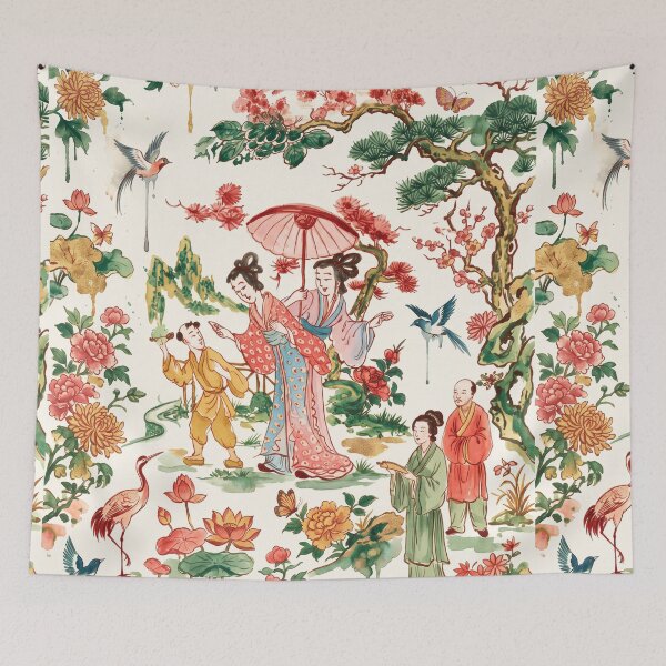Item preview, Chinoiserie Garden Ladies Watercolor Illustration designed and sold by Fani*.