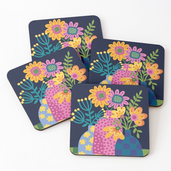 Item preview, Crazy Daisies in three vases with black background designed and sold by Studio Moo Designs.