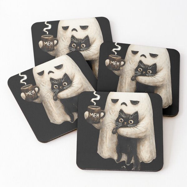 Item preview, Retro Funny Boojee Ghost Black Cat Hot Latte designed and sold by sakiruii.