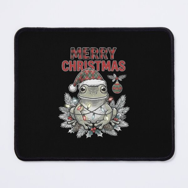 Item preview, Merry Christmas Frog with Plaid Hat and Holiday Lights designed and sold by MiALopezArt.