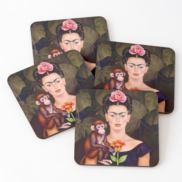 Item preview, Portrait of Frida with Spider Monkey and Rose designed and sold by Vicky Brago-Mitchell®.