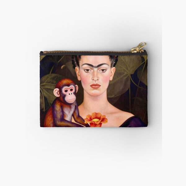 Aperçu de l'œuvre Portrait de Frida avec le singe-araignée et la rose créée et vendue par Vicky Brago-Mitchell®.