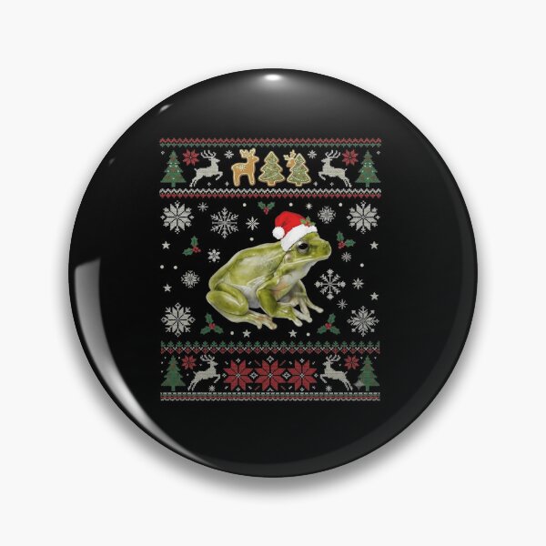 Item preview, Christmas Frog Ugly Sweater Pattern with Santa Hat designed and sold by MiALopezArt.