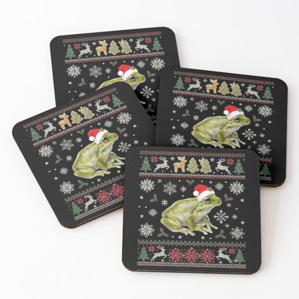 Item preview, Christmas Frog Ugly Sweater Pattern with Santa Hat designed and sold by MiALopezArt.