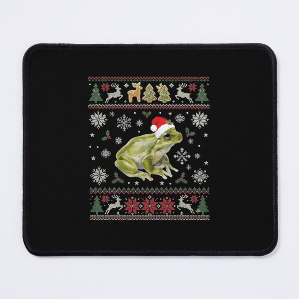Item preview, Christmas Frog Ugly Sweater Pattern with Santa Hat designed and sold by MiALopezArt.
