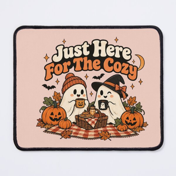 Item preview, Just Here For The Cozy – Cute Retro Ghost Picnic Halloween Pumpkin Autumn Design designed and sold by Sanika arts .