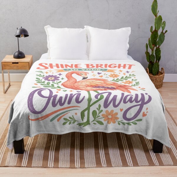 Item preview, Shine Bright in Your Own Way Pink Flamingo Floral Inspirational Art Design designed and sold by inkoutninja.