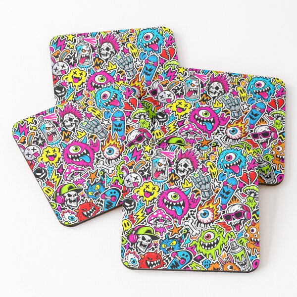 Item preview, Neon Monster Sticker Bomb – Graffiti Skull Collage designed and sold by Inked Legacy.