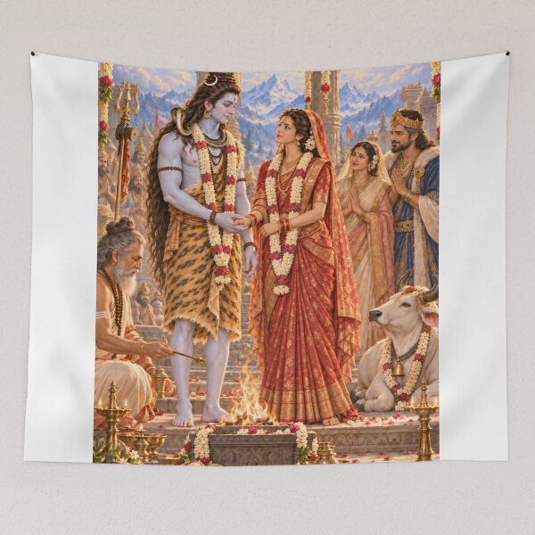 Item preview, Shiva Parvati Wedding | Divine Marriage Art designed and sold by Homyar.