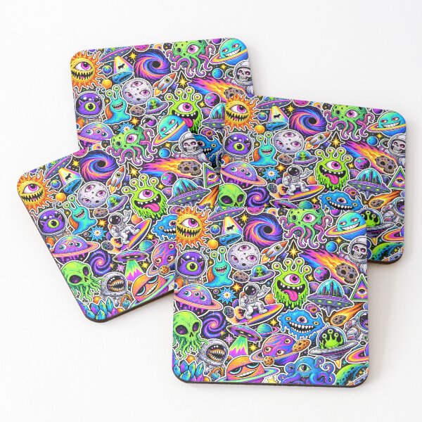 Item preview, Psychedelic Space Monster Sticker Bomb – Alien Galaxy Collage designed and sold by Inked Legacy.