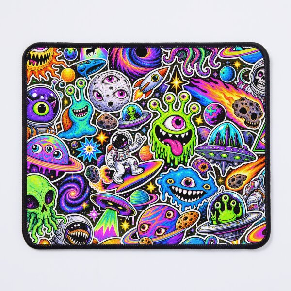 Item preview, Psychedelic Space Monster Sticker Bomb – Alien Galaxy Collage designed and sold by Inked Legacy.