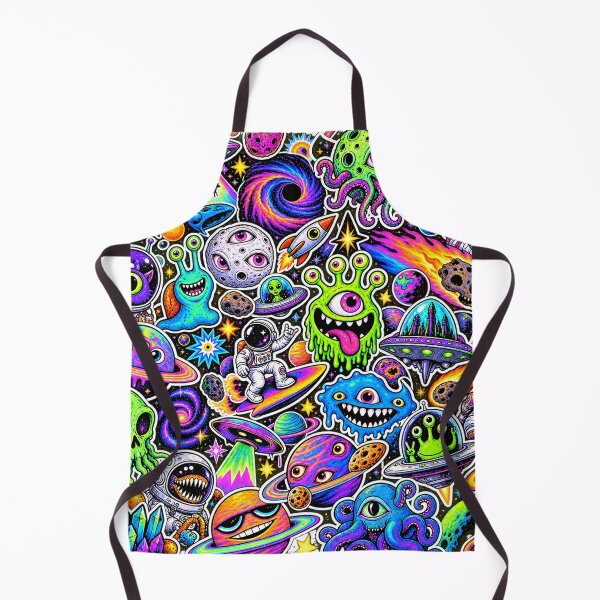 Item preview, Psychedelic Space Monster Sticker Bomb – Alien Galaxy Collage designed and sold by Inked Legacy.