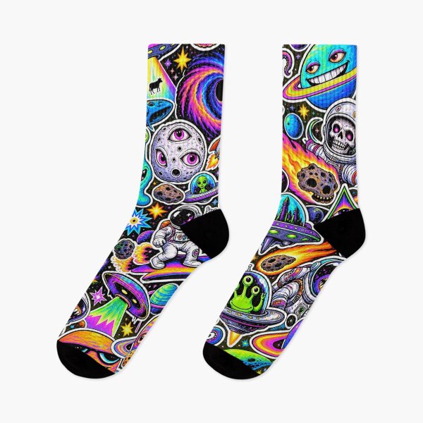 Item preview, Psychedelic Space Monster Sticker Bomb – Alien Galaxy Collage designed and sold by Inked Legacy.