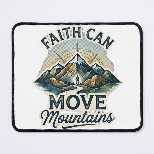 Item preview, "Faith Can Move Mountains" Vintage Hiking & Adventure Graphic Tee Design designed and sold by CreativeNest Prints.
