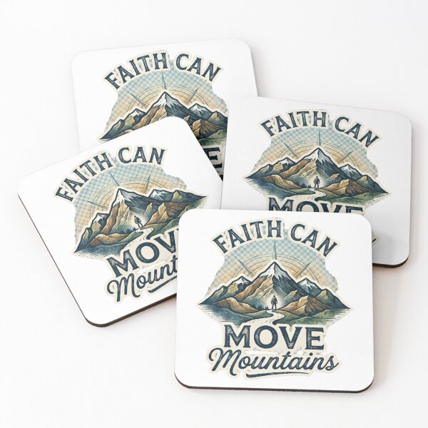 Item preview, "Faith Can Move Mountains" Vintage Hiking & Adventure Graphic Tee Design designed and sold by CreativeNest Prints.