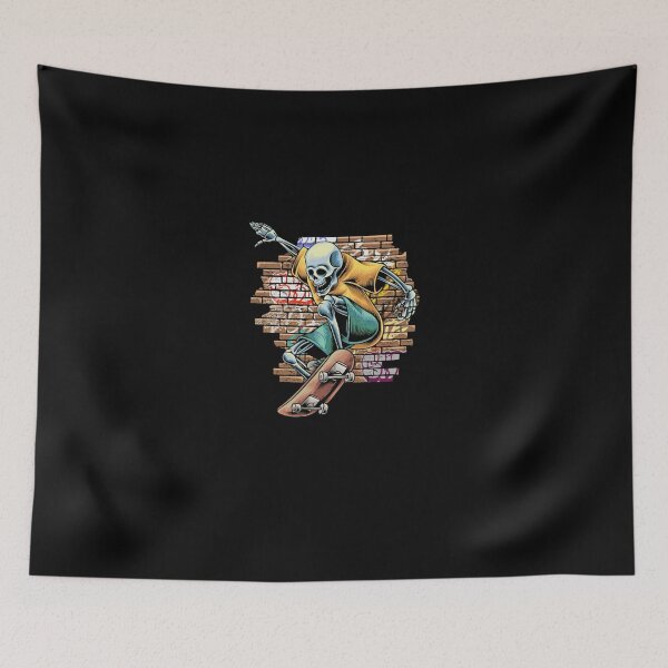 Item preview, Skater Skeleton Brick Wall Graffiti Art designed and sold by PerryPerales.