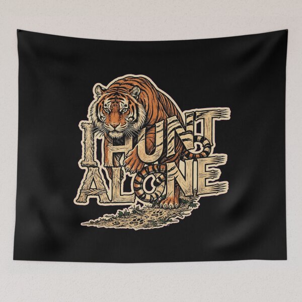 Item preview, I Hunt Alone Tiger Design, Tiger Artwork, Tiger Graphic, Tiger Lover Gift, Wild Tiger Art, Big Cat Design, Predator Artwork, Wildlife Art, Jungle Tiger, Nature Lover Gift, Vintage Tiger. designed and sold by Typologystudios.