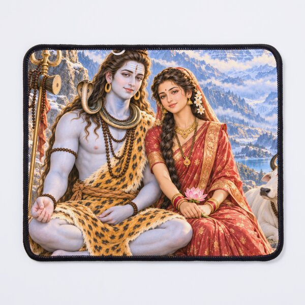 Item preview, Shiva and Parvati on Mount Kailash | Devotional Art designed and sold by Homyar.