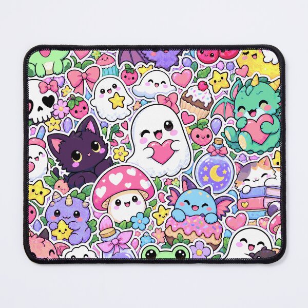 Item preview, Kawaii Pastel Sticker Bomb – Cute Ghosts & Frogs designed and sold by Inked Legacy.