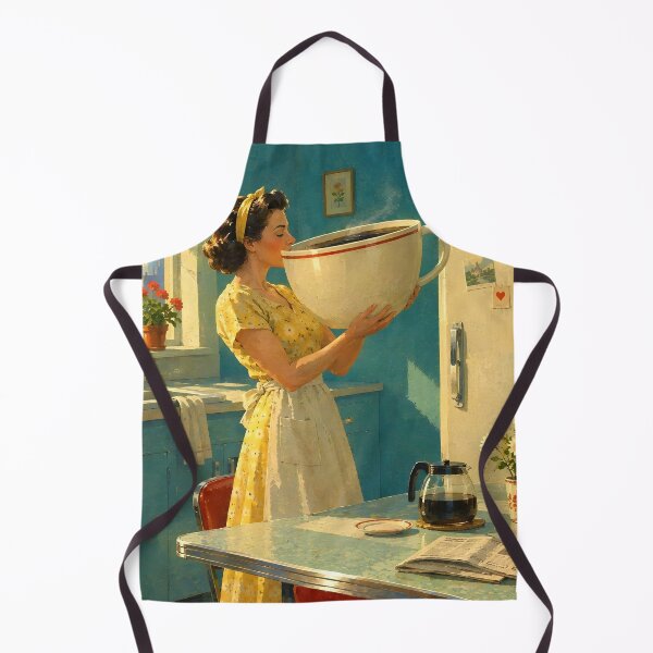 Item preview, The Bigger the Coffee the Better — Vintage Retro Woman with Giant Coffee Cup Poster designed and sold by UrbanTempleArt.