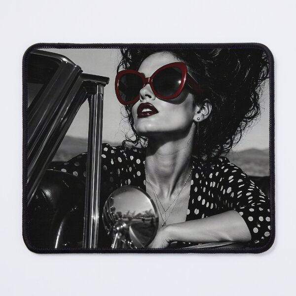 Item preview, Drive Your Own Way! Vintage Retro Woman in Classic Car with Red Sunglasses Poster designed and sold by UrbanTempleArt.