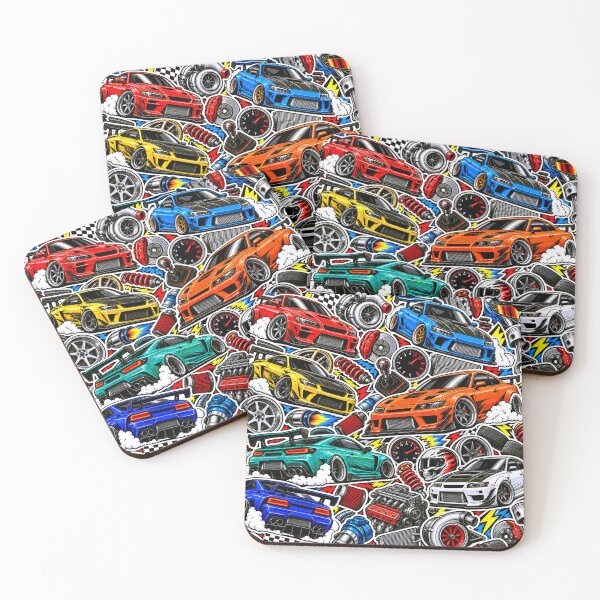 Item preview, Turbo Tuner Car Sticker Bomb – Street Racing Collage designed and sold by Inked Legacy.