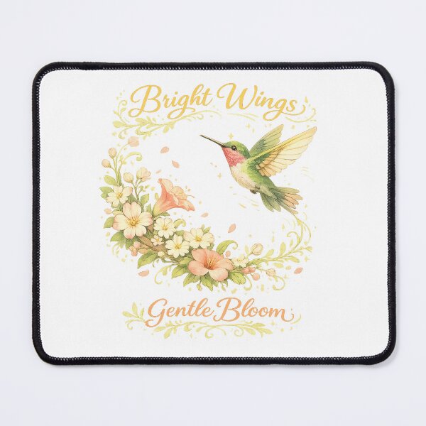 Item preview, Bright Wings Gentle Bloom Hummingbird Floral Cottagecore Nature Art designed and sold by inkoutninja.