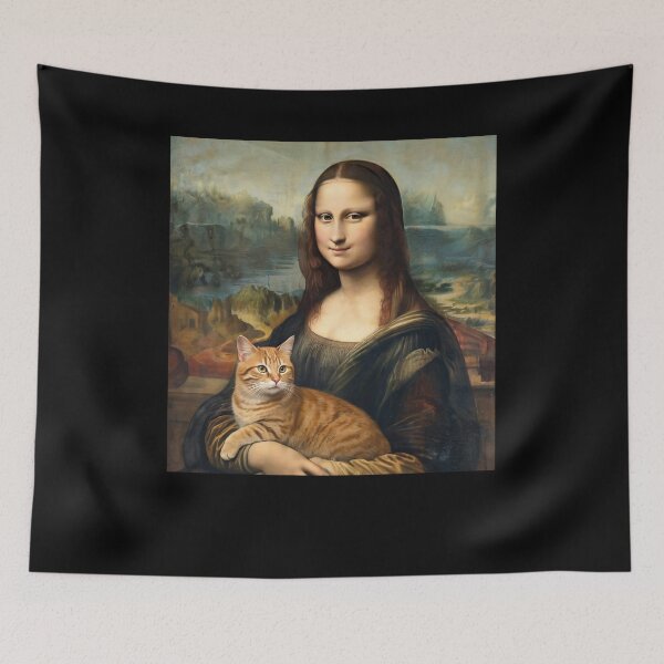 Item preview, Mona Lisa and Cat Vintage Art Meme designed and sold by Hedoraxe.