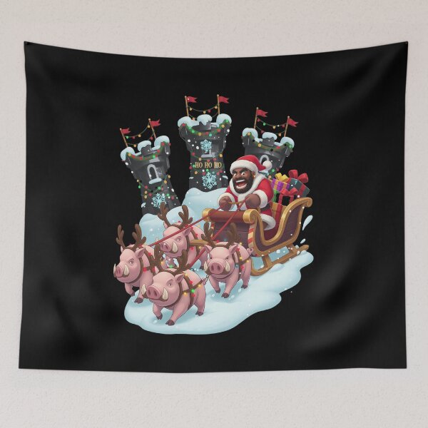 Item preview, Santa's Wild Boar Sleigh Holiday Art designed and sold by Barthonze.
