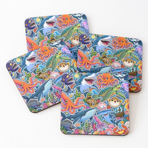 Item preview, Ocean Animal Sticker Bomb – Sharks & Sea Creatures designed and sold by Inked Legacy.
