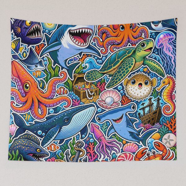 Item preview, Ocean Animal Sticker Bomb – Sharks & Sea Creatures designed and sold by Inked Legacy.