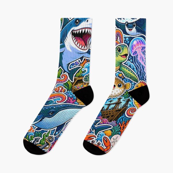 Item preview, Ocean Animal Sticker Bomb – Sharks & Sea Creatures designed and sold by Inked Legacy.