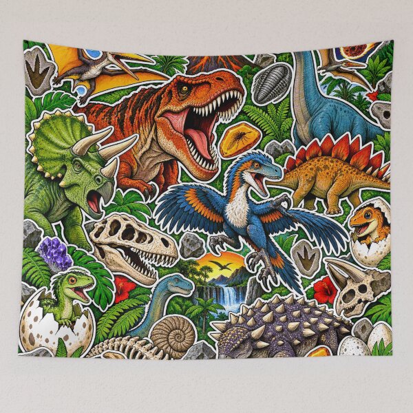 Item preview, Dinosaur Sticker Bomb – Prehistoric Jurassic Fossil Collage designed and sold by Inked Legacy.