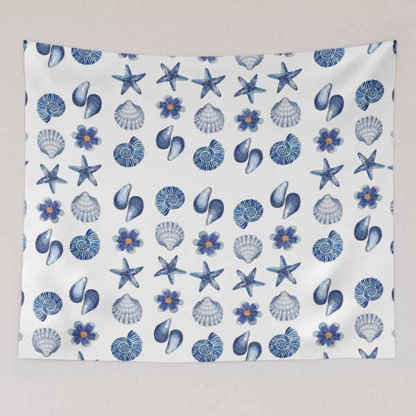 Item preview, Blue Ocean Seashells & Starfish Aesthetic Pattern designed and sold by LunaVales.