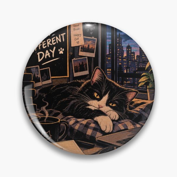 Item preview, Same Cat Different Day - Cozy Night Sky Lo-Fi Tuxedo Cat designed and sold by GenZFashion000.