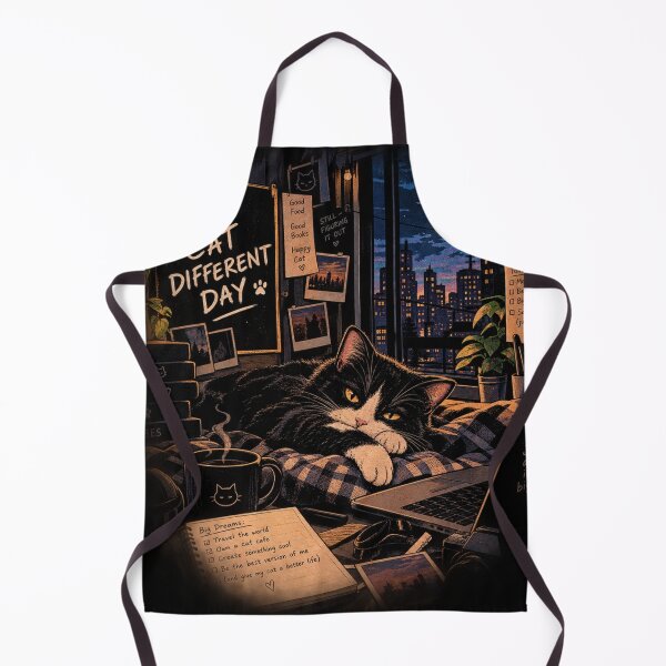 Item preview, Same Cat Different Day - Cozy Night Sky Lo-Fi Tuxedo Cat designed and sold by GenZFashion000.