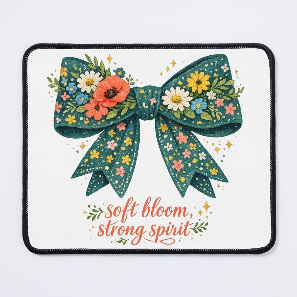 Item preview, Soft Bloom Strong Spirit Floral Bow Cottagecore Inspirational Art Design designed and sold by inkoutninja.