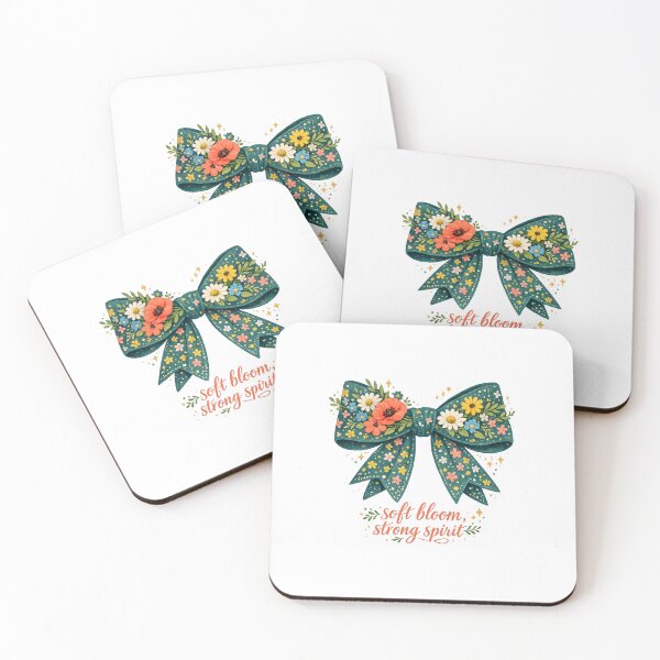 Item preview, Soft Bloom Strong Spirit Floral Bow Cottagecore Inspirational Art Design designed and sold by inkoutninja.