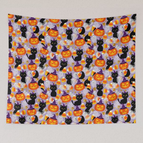 Item preview, Cute Black Cat, Pumpkins and Candy Corn designed and sold by AlyssasCreativeBoutique.