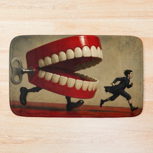 Item preview, Surreal Great Escape From The Giant Chattering Teeth Art Print  designed and sold by UrbanTempleArt.
