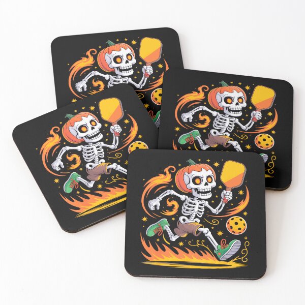 Item preview, Spooky Dink Pumpkin Head Skeleton Pickleball Halloween designed and sold by ZariahNey.